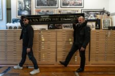 JR and Vladimir Yavachev, director of projects of Christo and Jeanne-Claude, at JR's studio - Paris, November 27, 2025