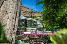 The terrace at Au Père Lapin restaurant