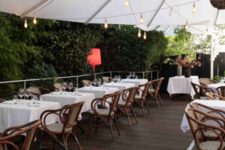 The terrace at Villa9Trois restaurant