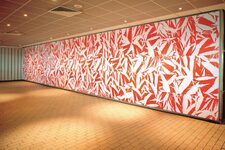 Simon HANTAÏ Sérigraphies sur Formica, 1977. Vue du Centre Technique Renault, Rueil-Malmaison, 1999
